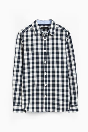 Nen - Camisa - de quadres - blau fosc / blanc trencat