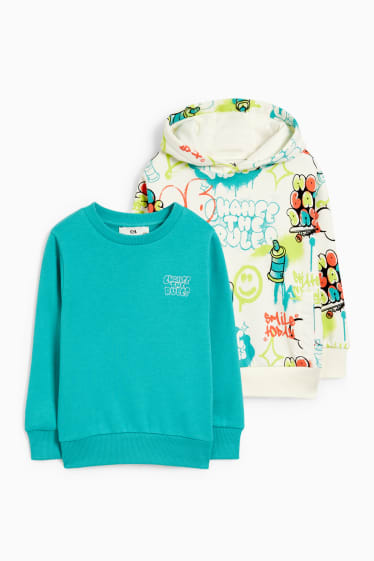 Bambini - Confezione da 2 - felpa con cappuccio e maglia felpata - bianco crema