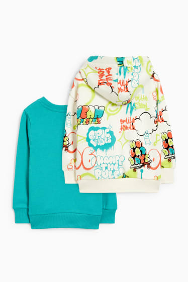 Bambini - Confezione da 2 - felpa con cappuccio e maglia felpata - bianco crema