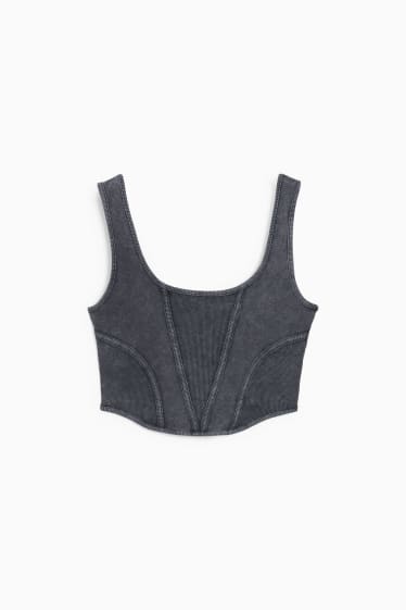 Dames - CLOCKHOUSE - korte top - donkergrijs