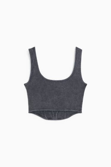 Dames - CLOCKHOUSE - korte top - donkergrijs