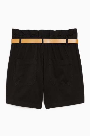 Damen - Shorts mit Gürtel - High Waist - schwarz