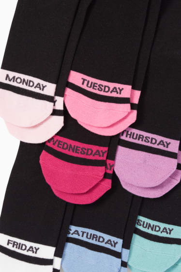 Kinderen - Set van 7 paar - dagen van de week - sokken met motief - zwart