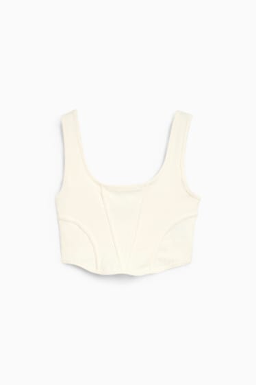 Dames - Korte top - crème wit