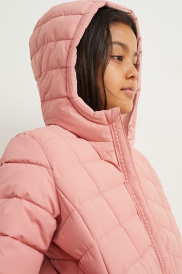 Niños - Chaqueta acolchada con capucha - impermeable - rosa