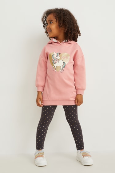 Nena - Conjunt - vestit de dessuadora amb caputxa i leggings - 2 peces - rosa
