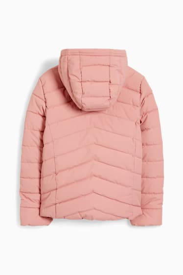 Kinder Mädchen - Steppjacke mit Kapuze - wasserdicht - rosa
