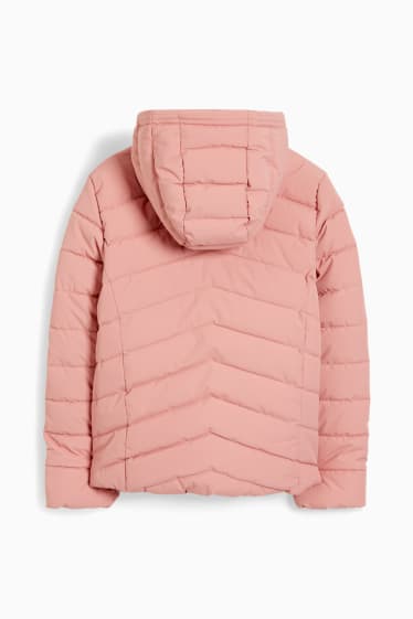 Kinder - Steppjacke mit Kapuze - wasserdicht - rosa