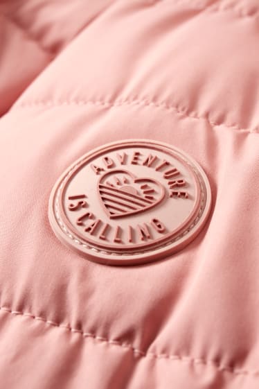 Niños - Chaqueta acolchada con capucha - impermeable - rosa