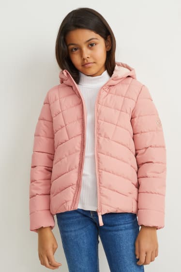 Niños - Chaqueta acolchada con capucha - impermeable - rosa