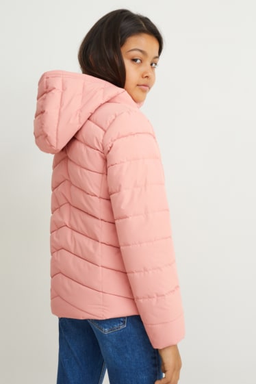 Kinder - Steppjacke mit Kapuze - wasserdicht - rosa