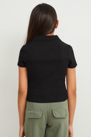 Kinder Mädchen - Poloshirt - schwarz