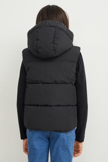 Niños - Chaleco acolchado con capucha - impermeable - negro