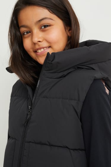 Niños - Chaleco acolchado con capucha - impermeable - negro