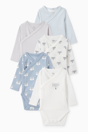 Babys - Set van 5 - wikkelrompertje - blauw