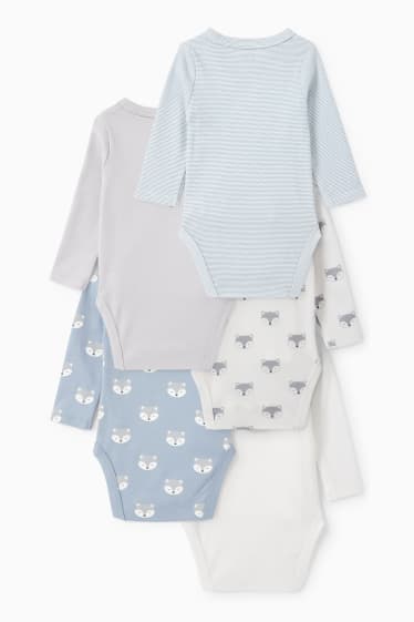 Bébés - Lot de 5 - bodys croisés bébé - bleu