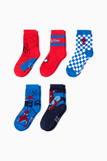 Enfants garçons - Lot de 5 paires - Spider-Man - chaussettes à motif - bleu