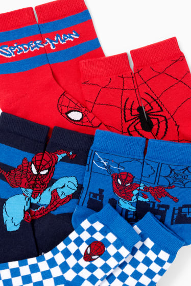 Enfants garçons - Lot de 5 paires - Spider-Man - chaussettes à motif - bleu