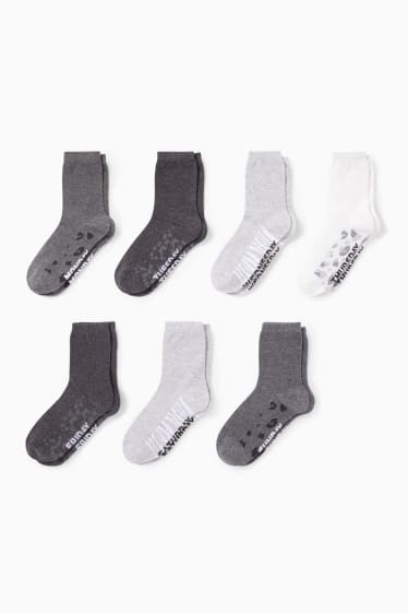 Kinder Mädchen - Multipack 7er - Wochentage - Socken mit Motiv - grau