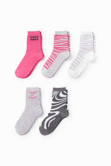 Kinder Mädchen - Multipack 5er - Socken - gemustert - pink