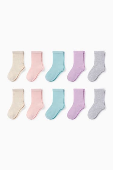 Kinderen: meisjes - Set van 10 paar - sokken - roze