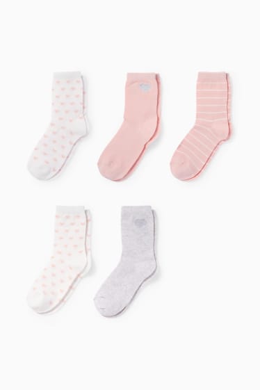 Kinderen - Set van 5 paar - sokken - roze