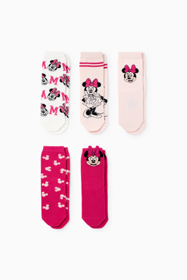 Kinder Mädchen - Multipack 5er - Minnie Maus - Socken mit Motiv - pink