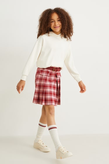 Children - Set - skirt, belt and knee-high socks - 3 piece - bordeaux