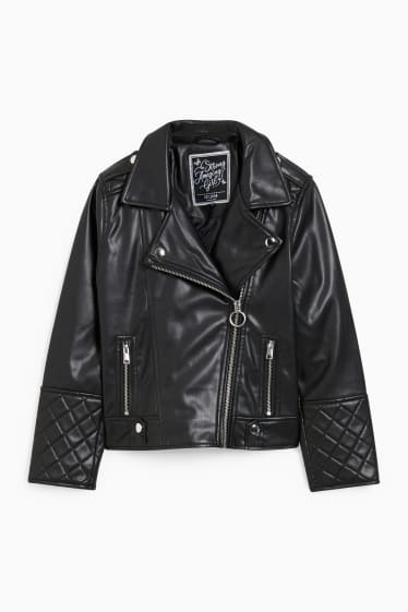 Enfants - Blouson motard - synthétique - noir