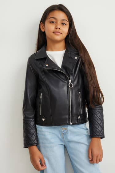 Children - Biker jacket - faux leather - black