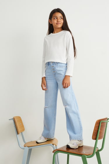 Kinderen - Wide leg jeans - jeanslichtblauw