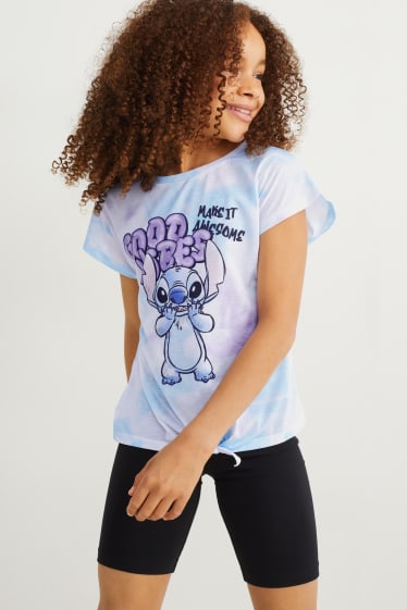 Niños - Lilo & Stitch - camiseta de manga corta con nudo - estampada - blanco