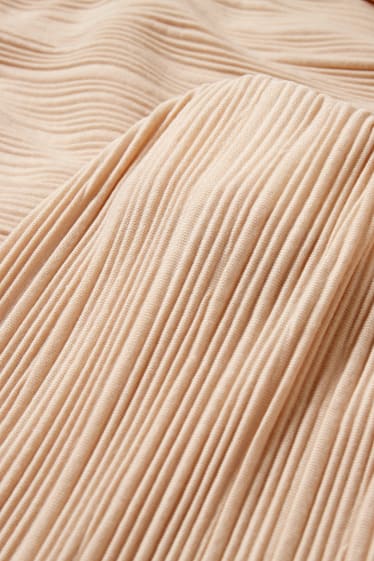 Donna - Pantaloni plissettati - vita alta - palazzo - beige chiaro