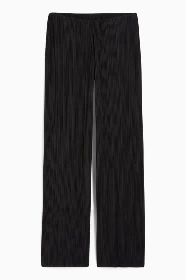 Damen - Plissee-Hose - High Waist - Palazzo - schwarz