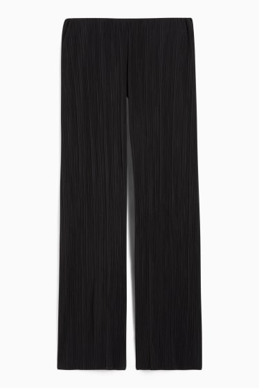 Damen - Plissee-Hose - High Waist - Palazzo - schwarz