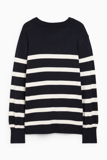 Women - Jumper - striped - dark blue