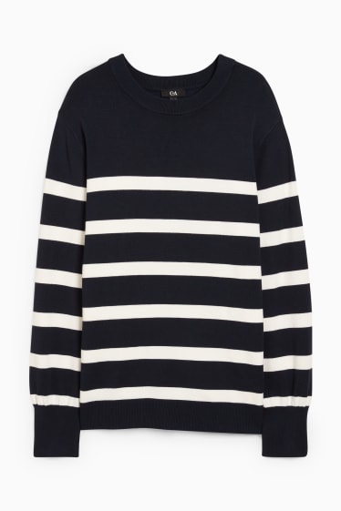 Women - Jumper - striped - dark blue