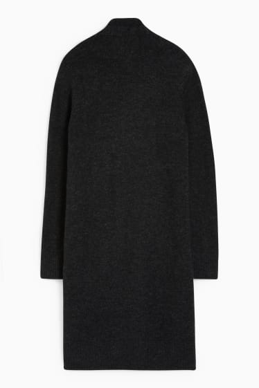 Damen - Lange Basic-Strickjacke - dunkelgrau