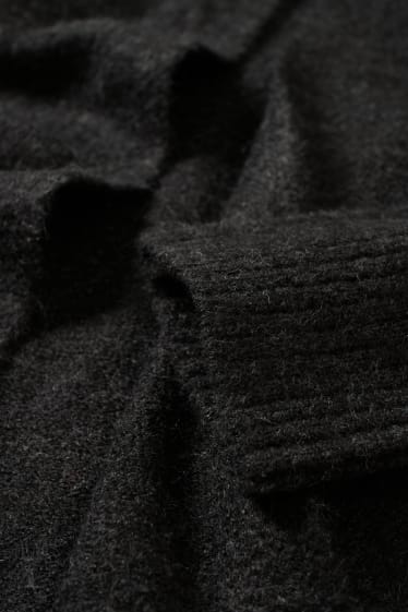 Damen - Lange Basic-Strickjacke - dunkelgrau