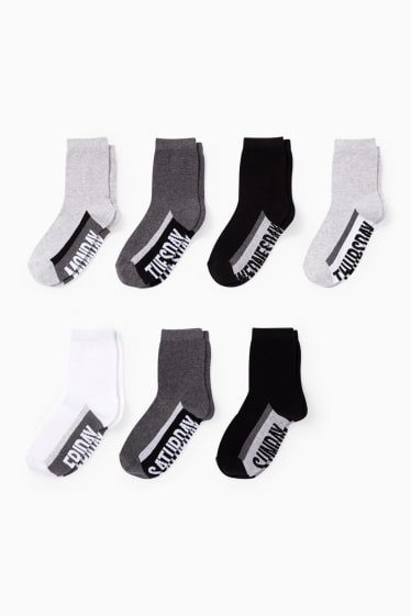 Copii - Băieți - Multipack 7 perechi - zilele săptămânii - șosete cu motive - negru
