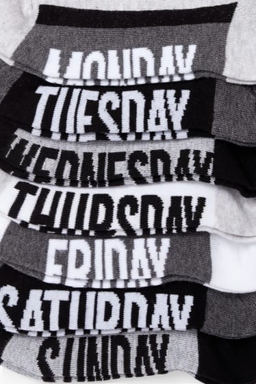 Enfants - Lot de 7 paires - jours de la semaine - chaussettes à motif - noir