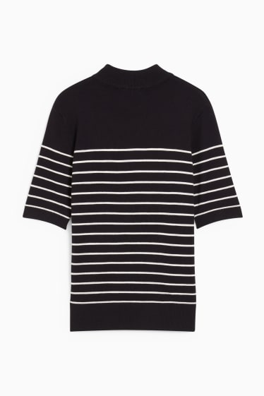 Women - Basic jumper - striped - black