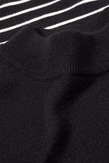 Damen - Basic-Pullover - gestreift - schwarz