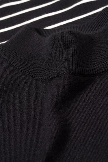 Women - Basic jumper - striped - black