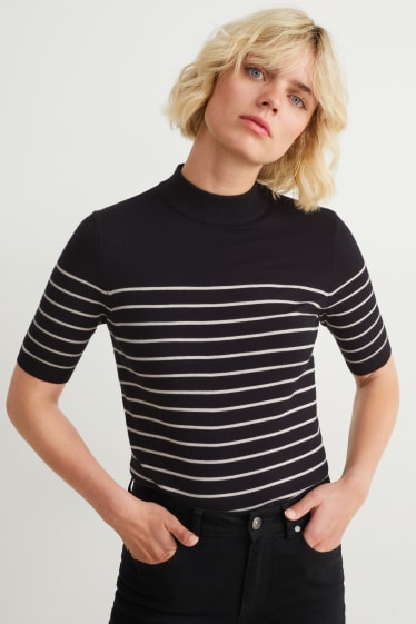 Donna - Maglione basic - a righe - nero