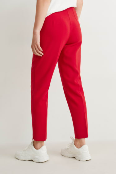 Femmes - Pantalon de toile - high waist - tapered fit - rouge