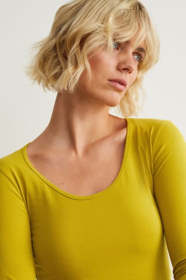 Kobiety - Koszulka z długim rękawem z linii basic - żółty
