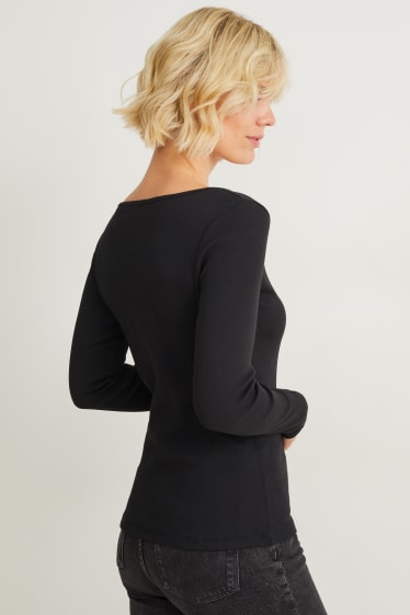 Damen - Basic-Langarmshirt - schwarz