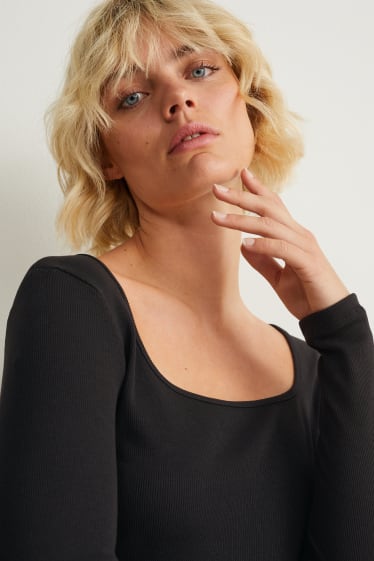 Damen - Basic-Langarmshirt - schwarz