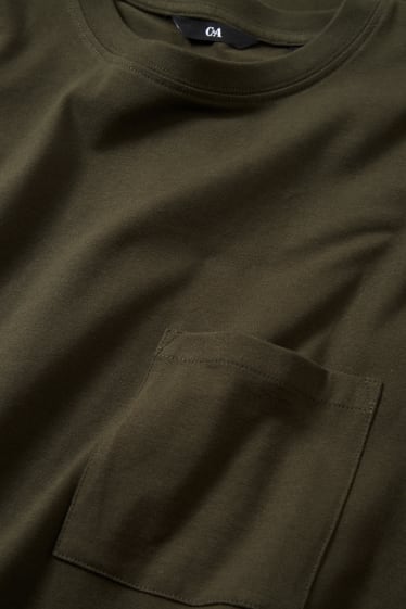 Mężczyźni - Koszulka z długim rękawem - ciemnozielony